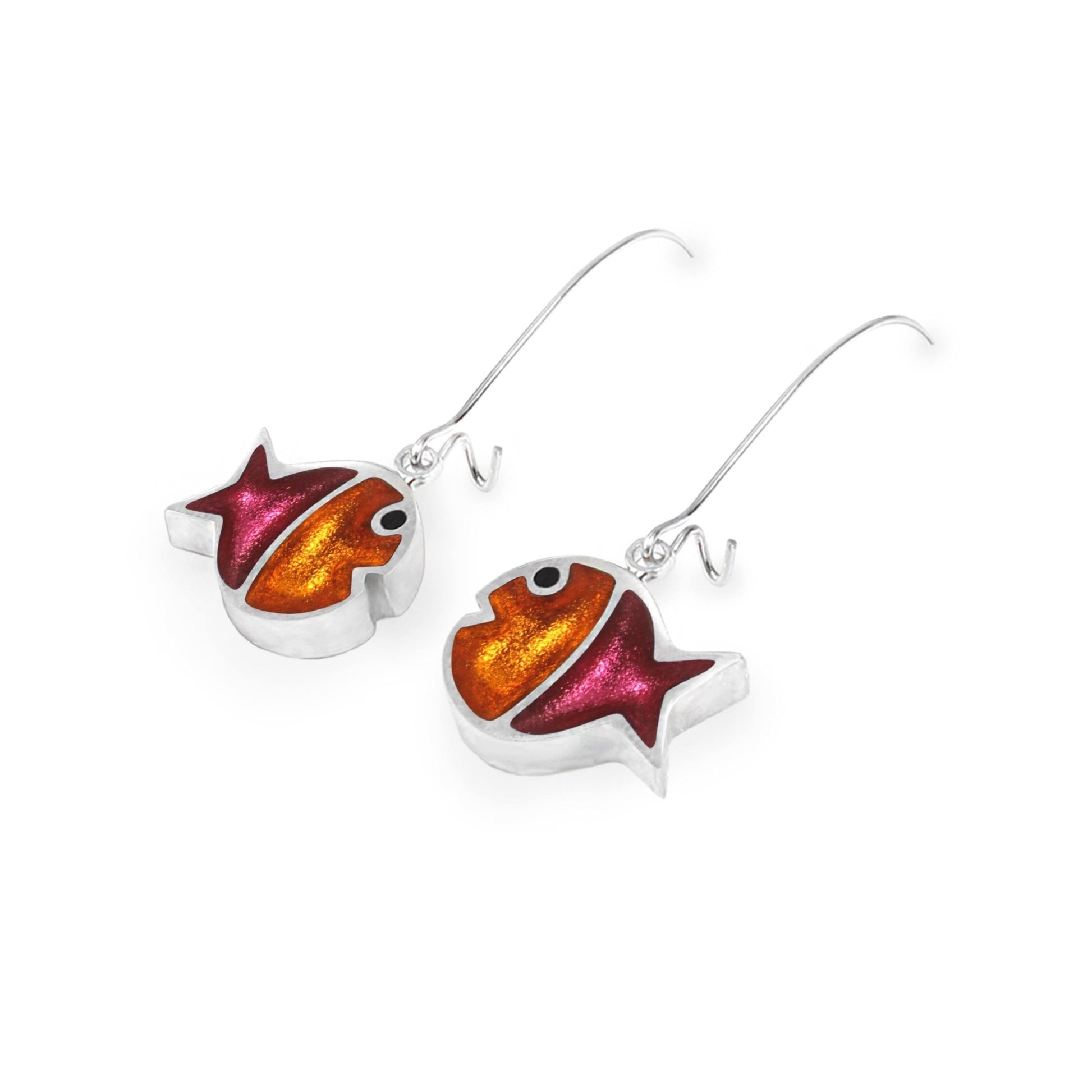 St Tropez Bubble Fish Stripe Shiny Long Hook Earrings | The Jewellery Stop