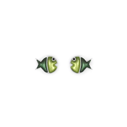 Kiwi Bubble Fish Stripe Shiny Stud Earrings | The Jewellery Stop