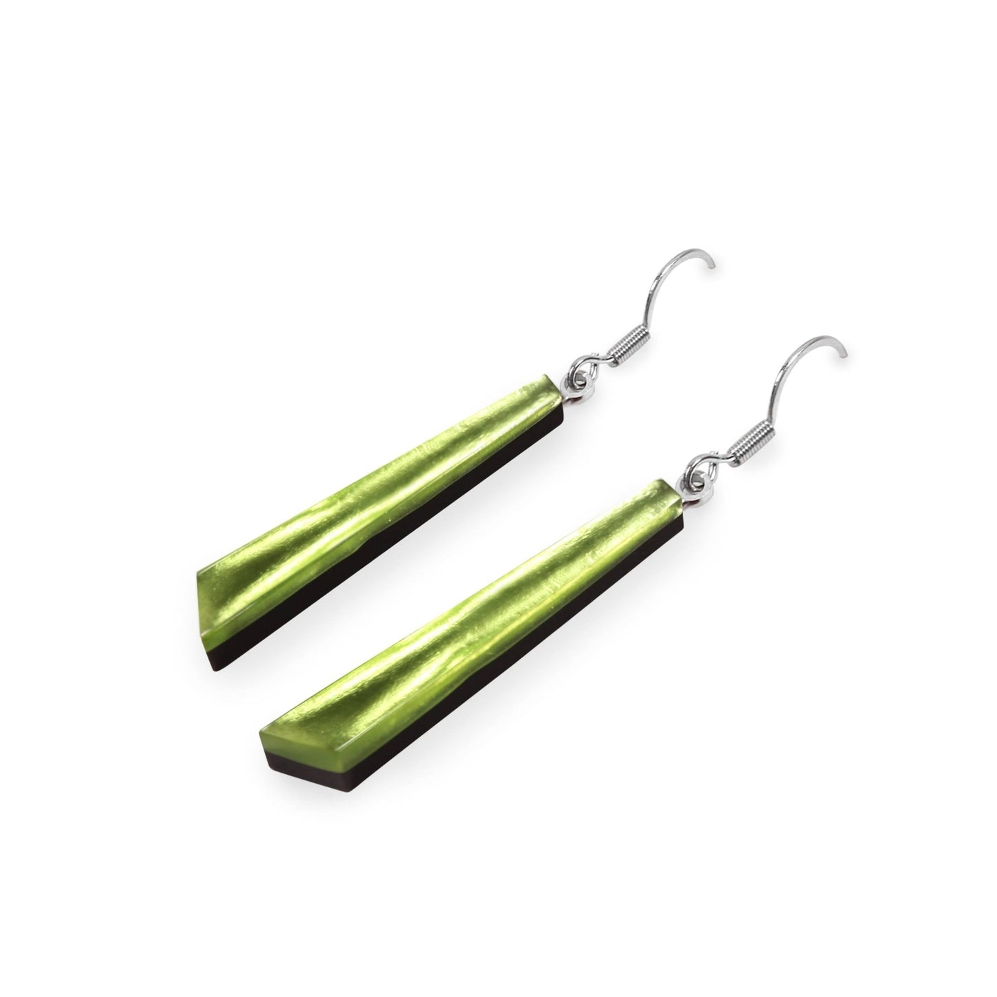 Kiwi Icicle Shiny Long Fish Hook Earrings | The Jewellery Stop