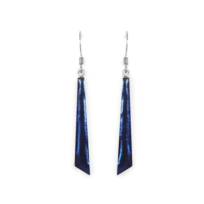 Navy Icicle Shiny Long Fish Hook Earrings | The Jewellery Stop