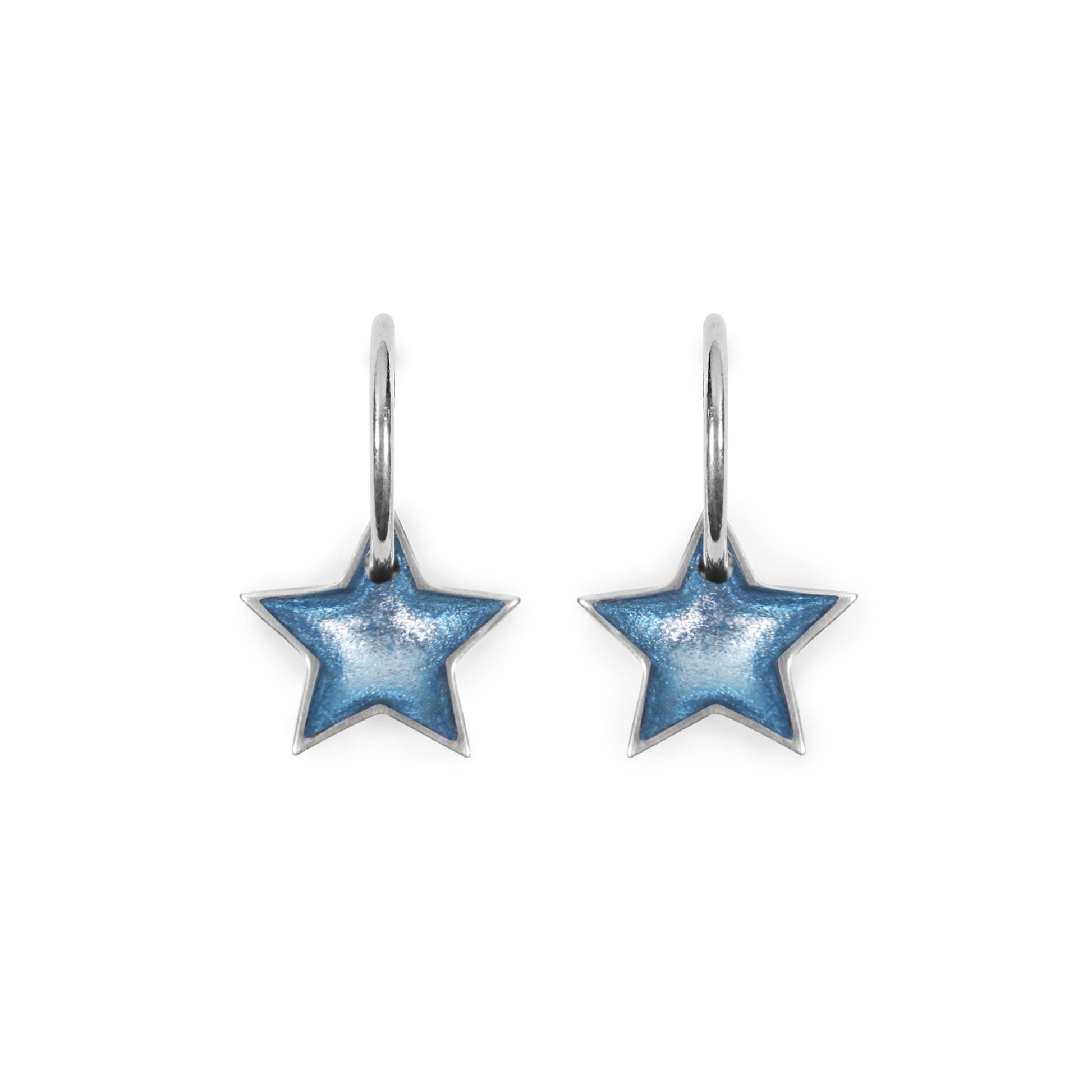Arctic Pewter Star Shiny Creole Earrings