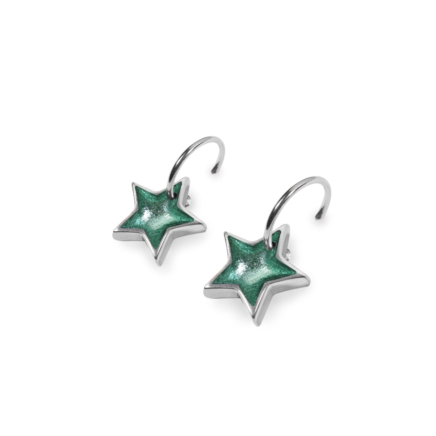Bluebell Pewter Star Shiny Creole Earrings | The Jewellery Stop