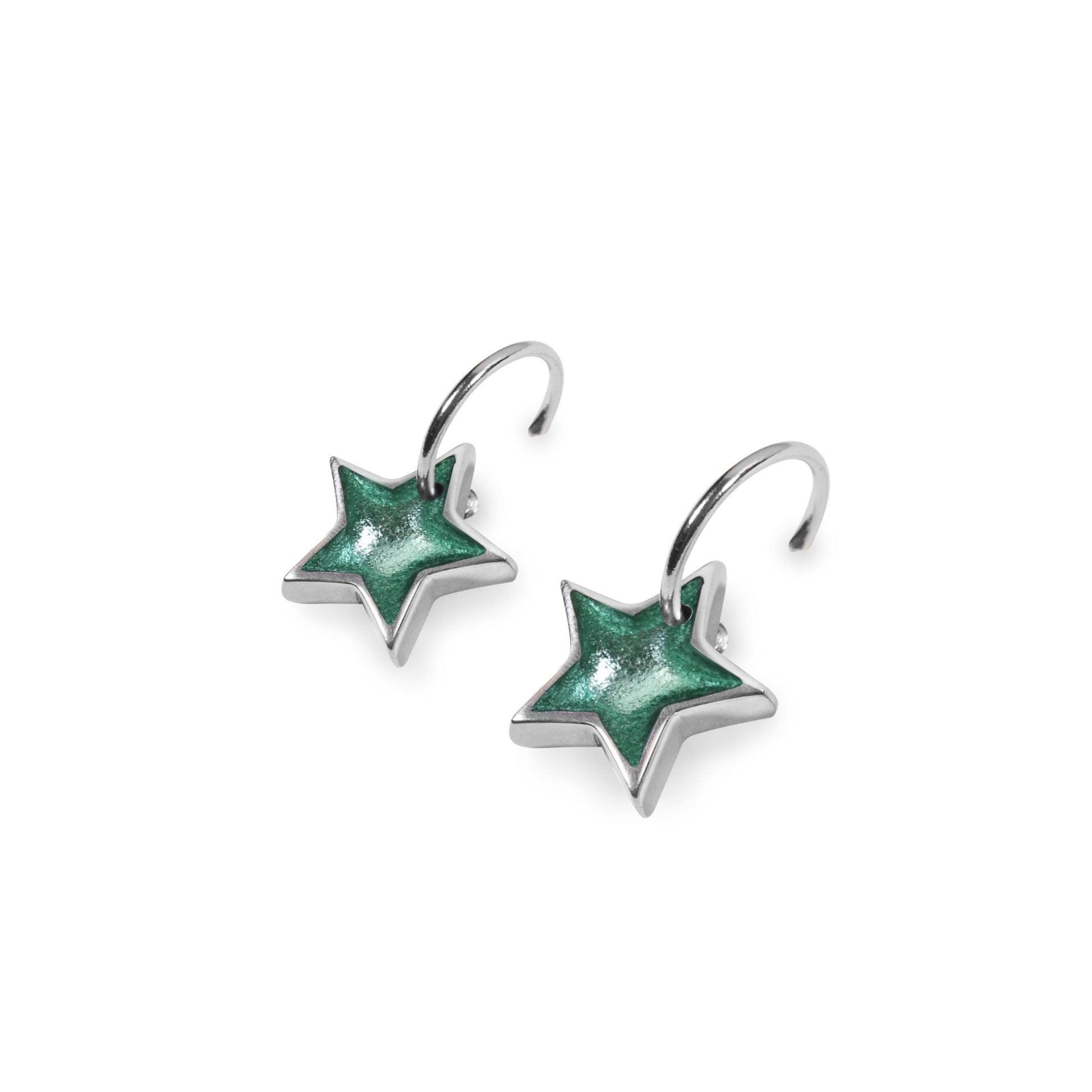 Bluebell Pewter Star Shiny Creole Earrings | The Jewellery Stop