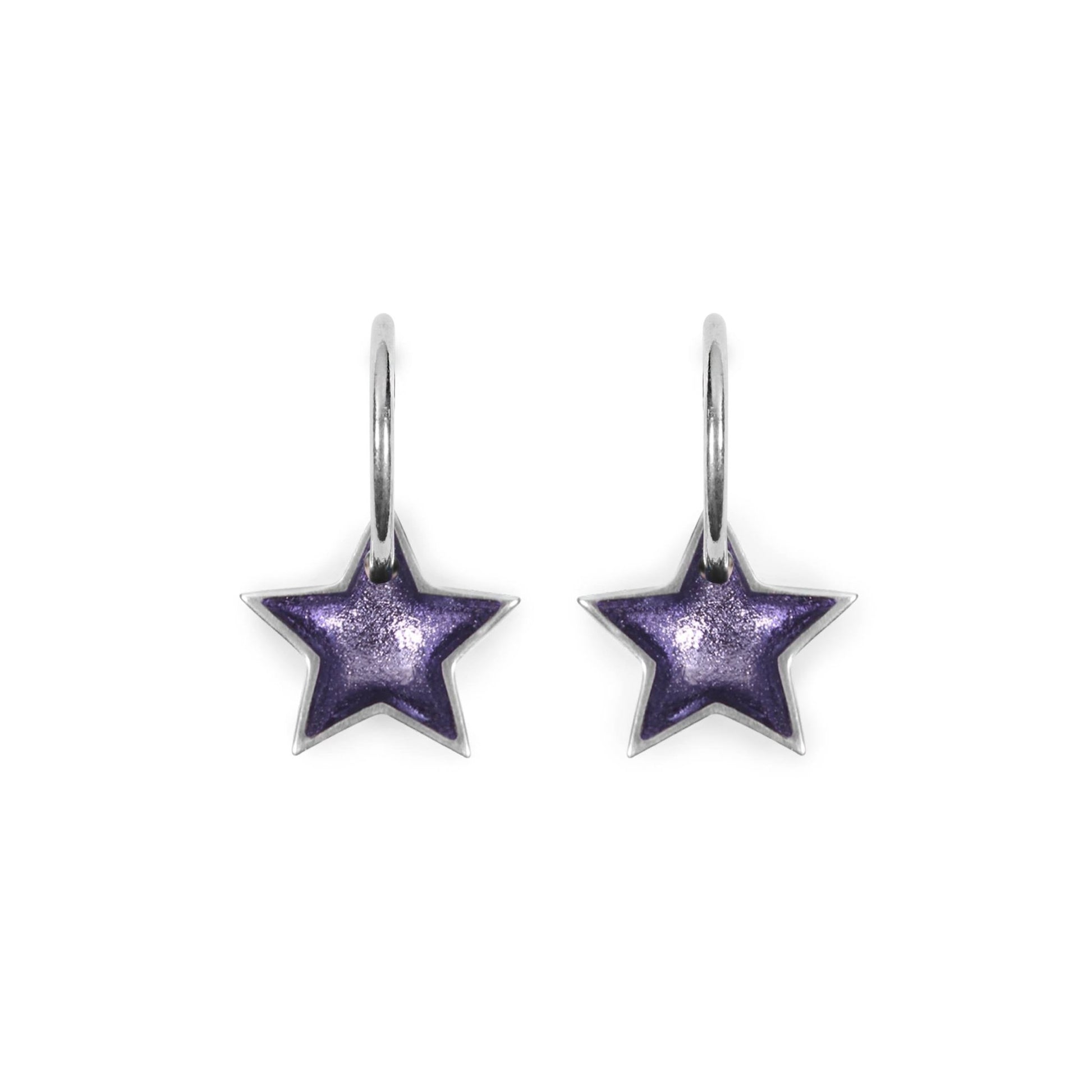 Lavender Pewter Star Shiny Creole Earrings | The Jewellery Stop