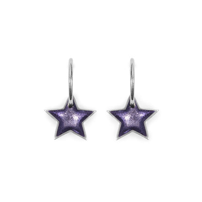 Lavender Pewter Star Shiny Creole Earrings | The Jewellery Stop