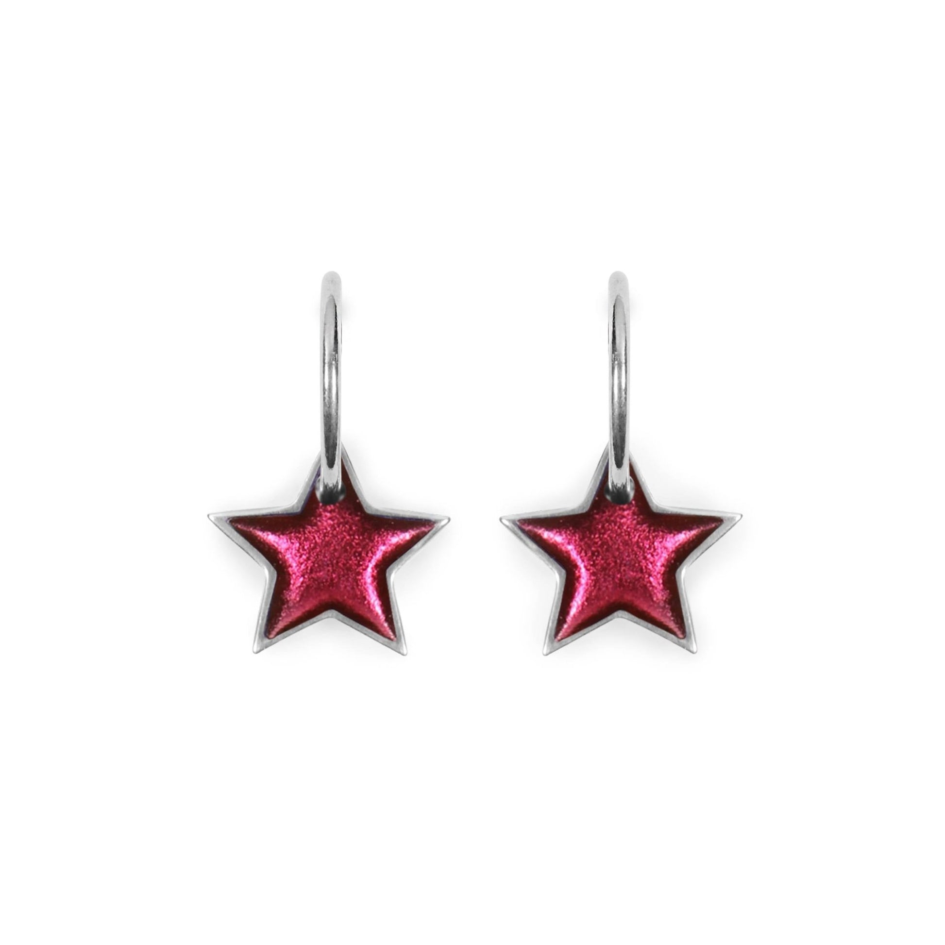 St Tropez Pewter Star Shiny Creole Earrings | The Jewellery Stop