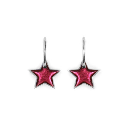 St Tropez Pewter Star Shiny Creole Earrings | The Jewellery Stop