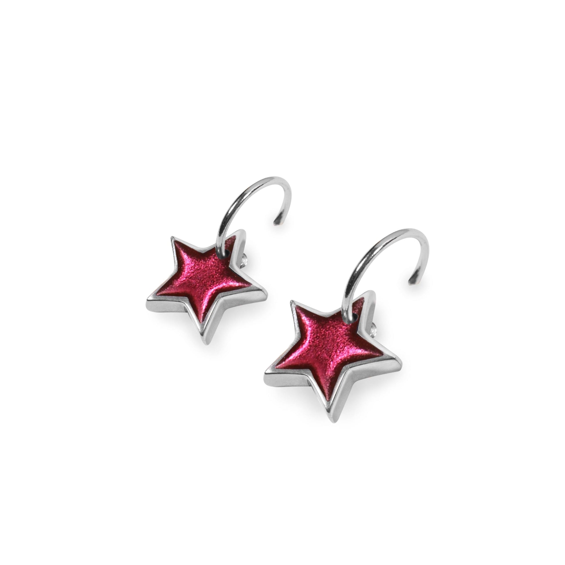 St Tropez Pewter Star Shiny Creole Earrings | The Jewellery Stop