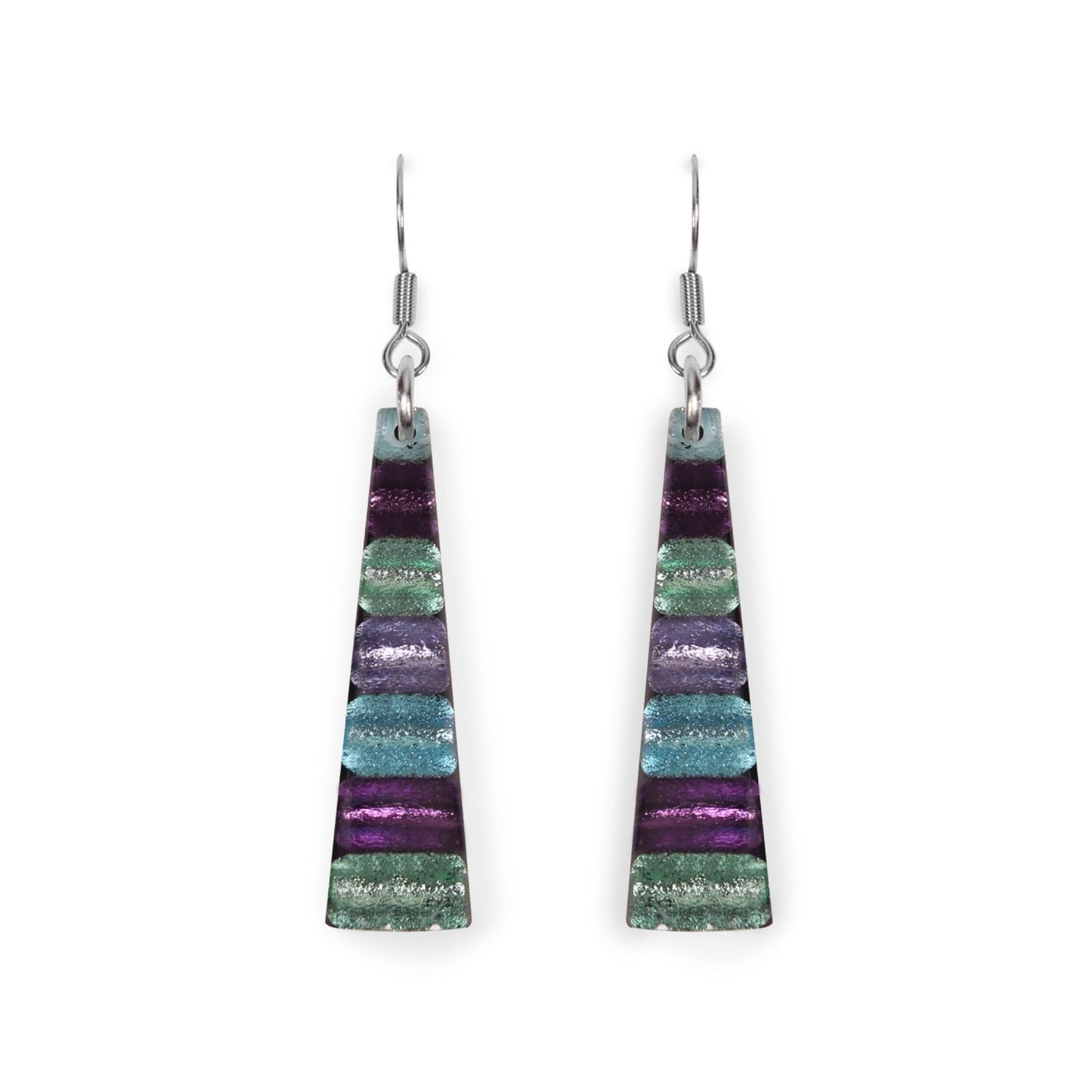Bluebell Triangle Stripes Shiny Fish Hook Earrings | The Jewellery Stop