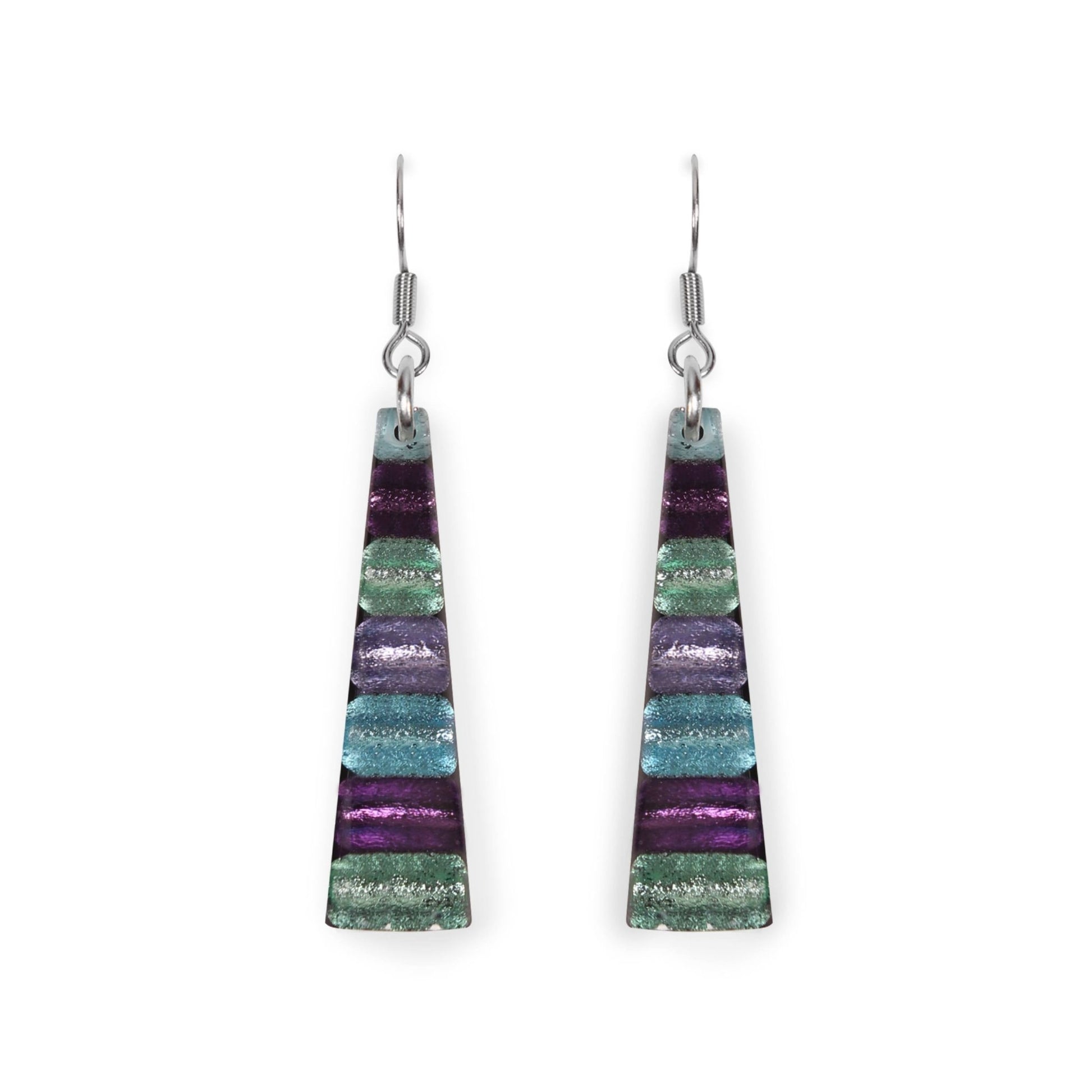 Bluebell Triangle Stripes Shiny Fish Hook Earrings | The Jewellery Stop