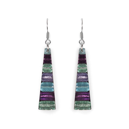Bluebell Triangle Stripes Shiny Fish Hook Earrings | The Jewellery Stop