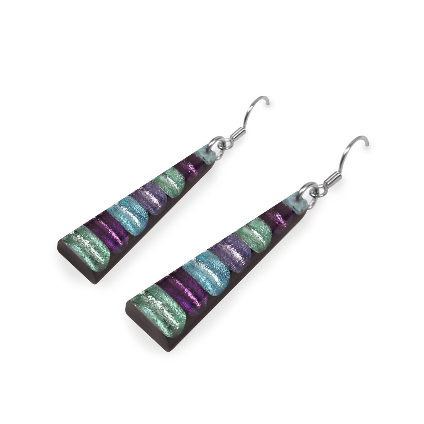 Bluebell Triangle Stripes Shiny Fish Hook Earrings | The Jewellery Stop
