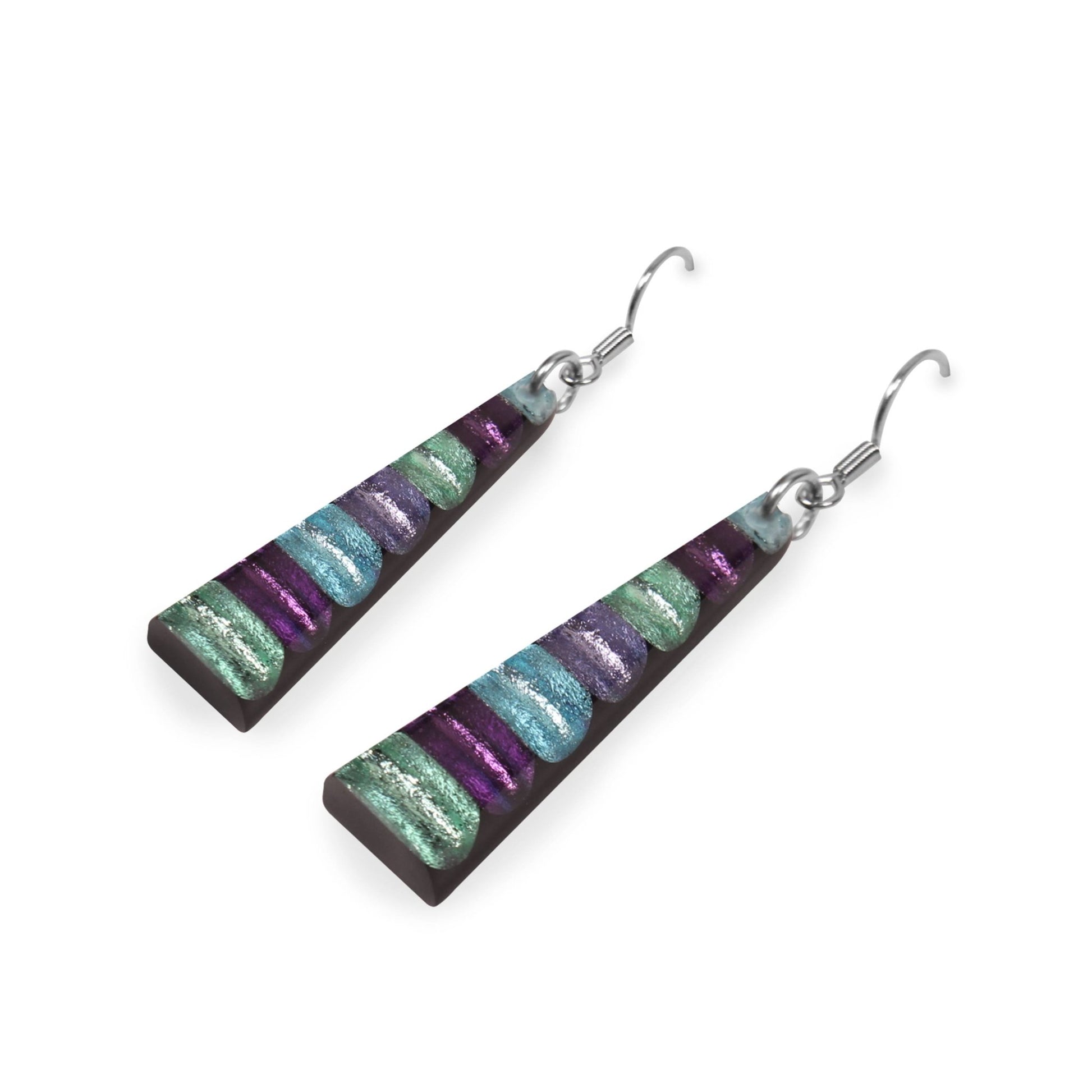 Bluebell Triangle Stripes Shiny Fish Hook Earrings | The Jewellery Stop