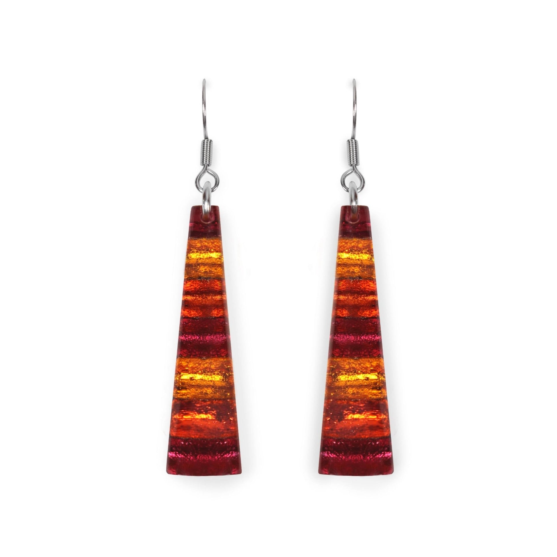 St Tropez Triangle Stripes Shiny Fish Hook Earrings | The Jewellery Stop
