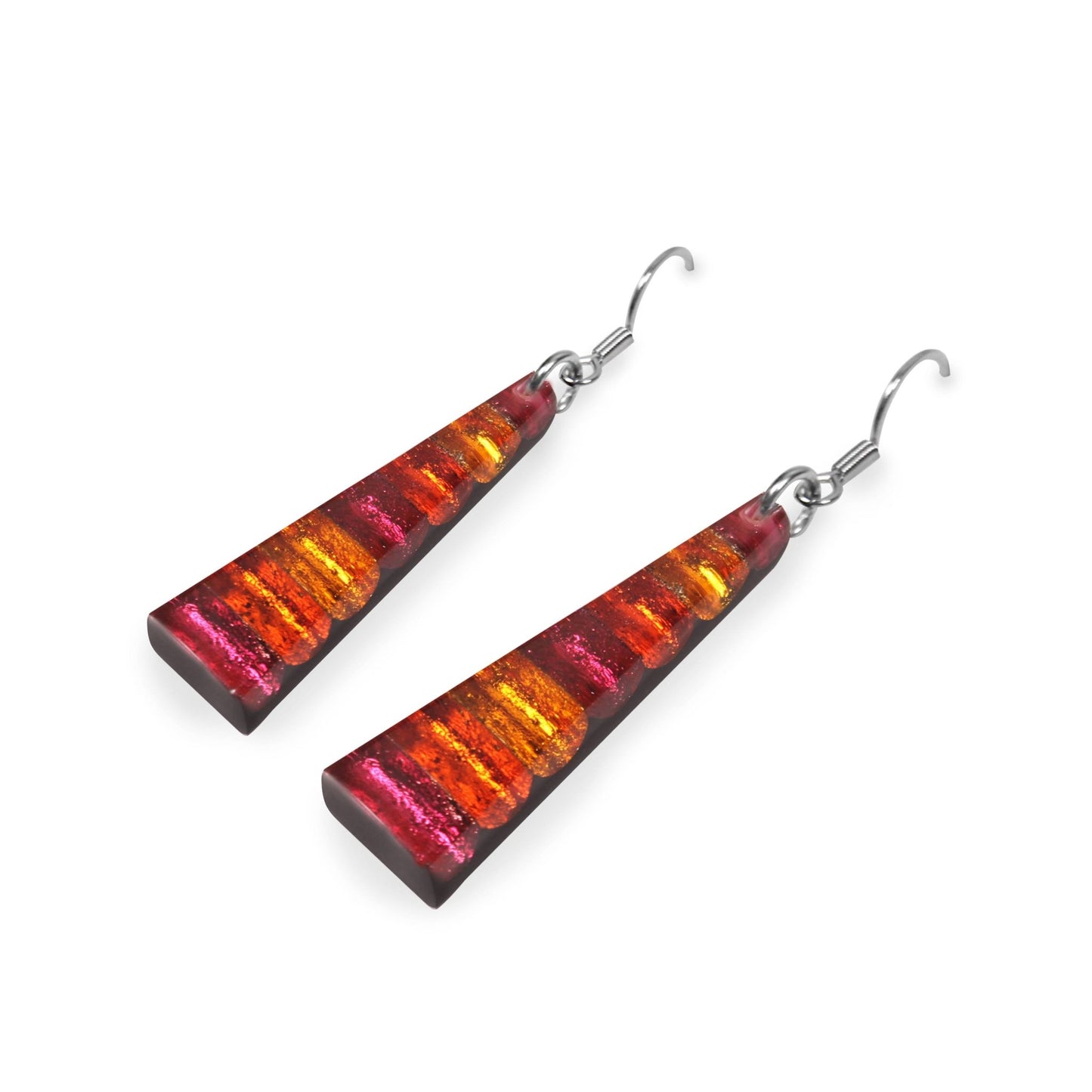 St Tropez Triangle Stripes Shiny Fish Hook Earrings | The Jewellery Stop