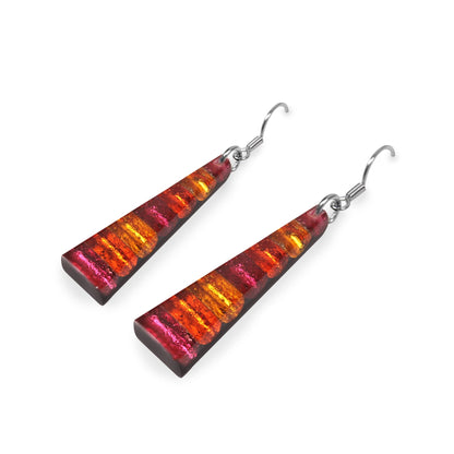 St Tropez Triangle Stripes Shiny Fish Hook Earrings | The Jewellery Stop