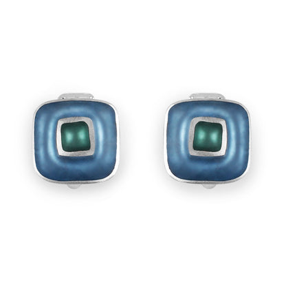 Fjord Retro Squares Matte Clip Earrings | The Jewellery Stop