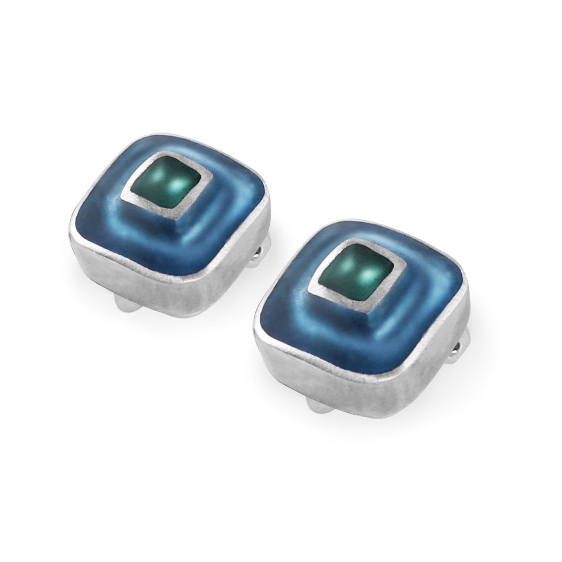 Fjord Retro Squares Matte Clip Earrings | The Jewellery Stop