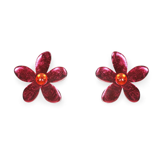 St Tropez Flower Shiny Stud Earrings | The Jewellery Stop