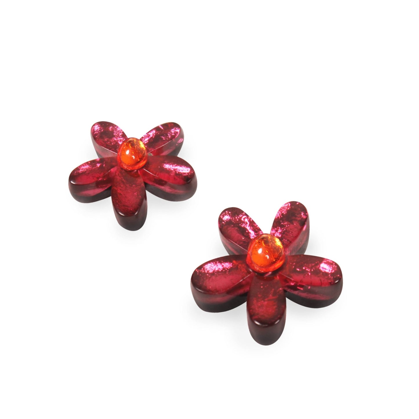 St Tropez Flower Shiny Stud Earrings | The Jewellery Stop