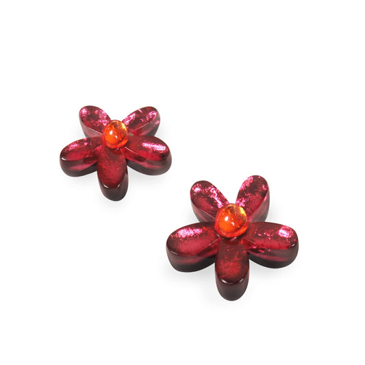 St Tropez Flower Shiny Stud Earrings | The Jewellery Stop