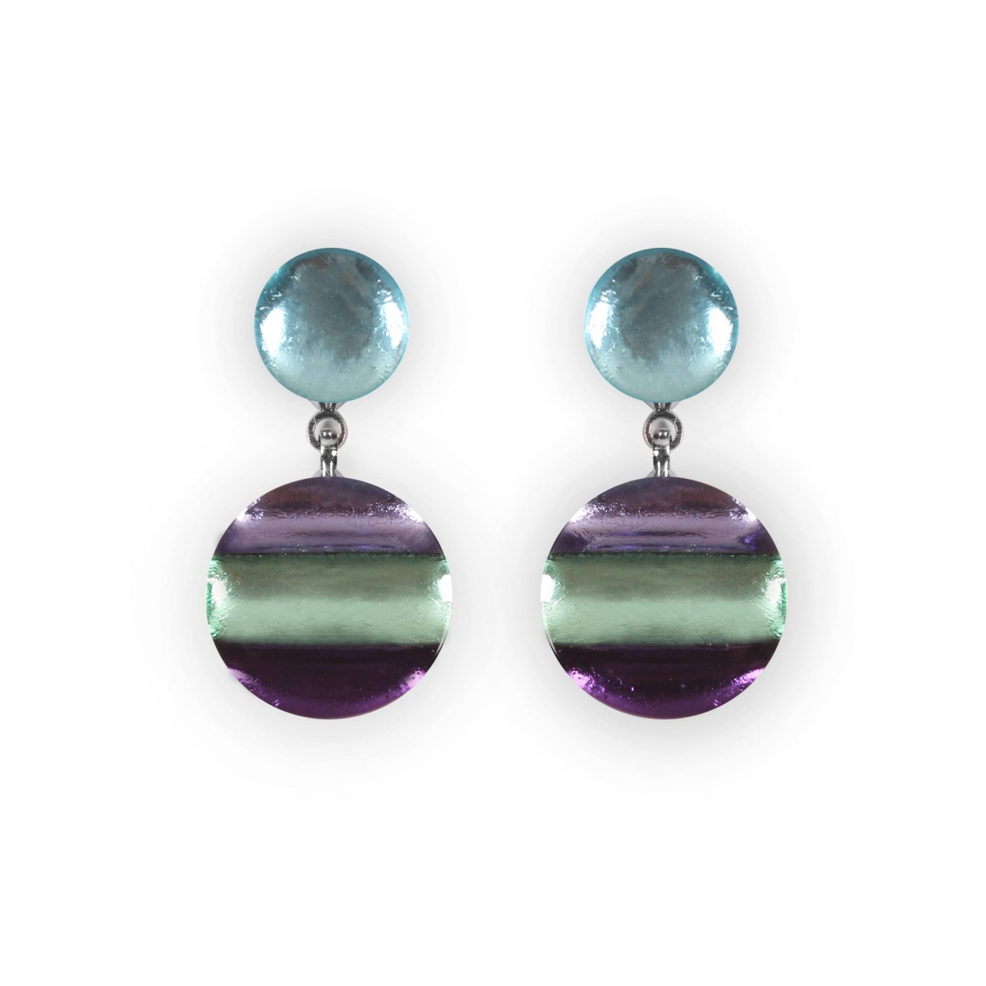 Bluebell Geometric Circles Shiny Drop Stud Earrings | The Jewellery Stop