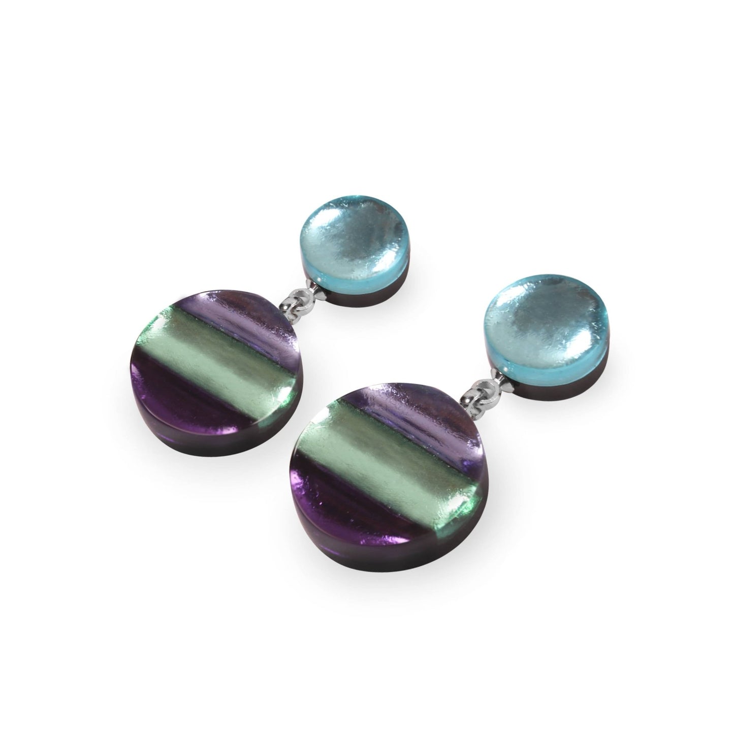 Bluebell Geometric Circles Shiny Drop Stud Earrings | The Jewellery Stop