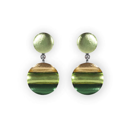 Kiwi Geometric Circles Shiny Drop Stud Earrings | The Jewellery Stop