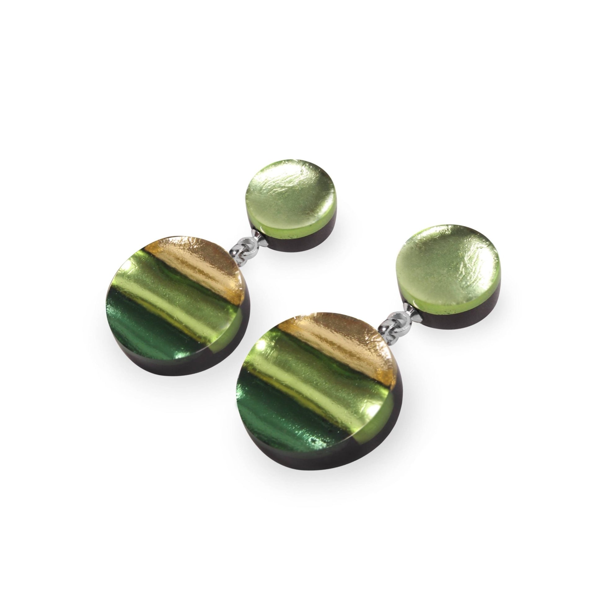 Kiwi Geometric Circles Shiny Drop Stud Earrings | The Jewellery Stop
