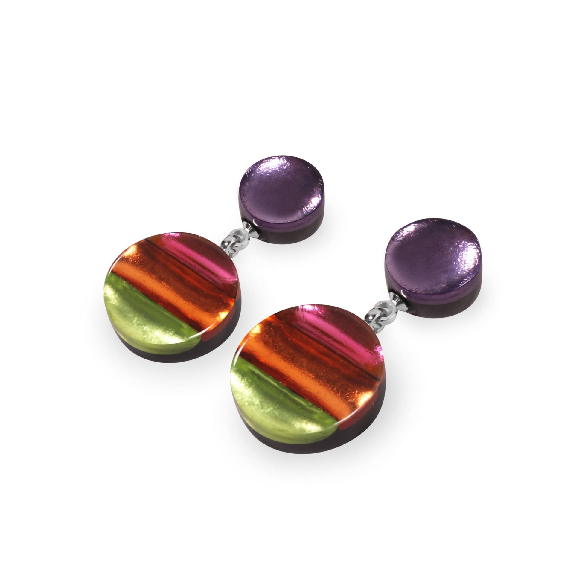Sherbet Geometric Circles Shiny Drop Stud Earrings | The Jewellery Stop