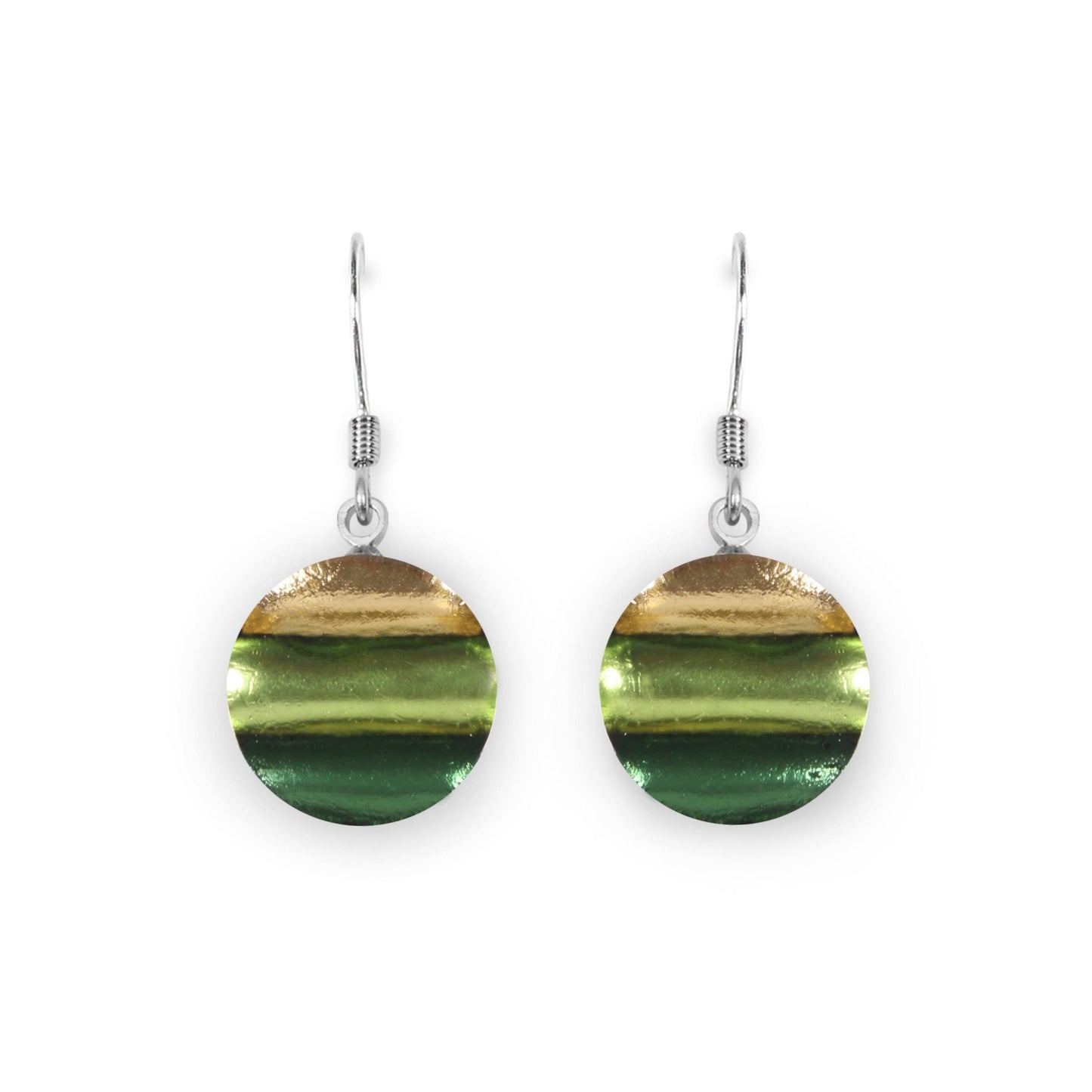 Kiwi Geometric Circles Shiny Fish Hook Earrings | The Jewellery Stop