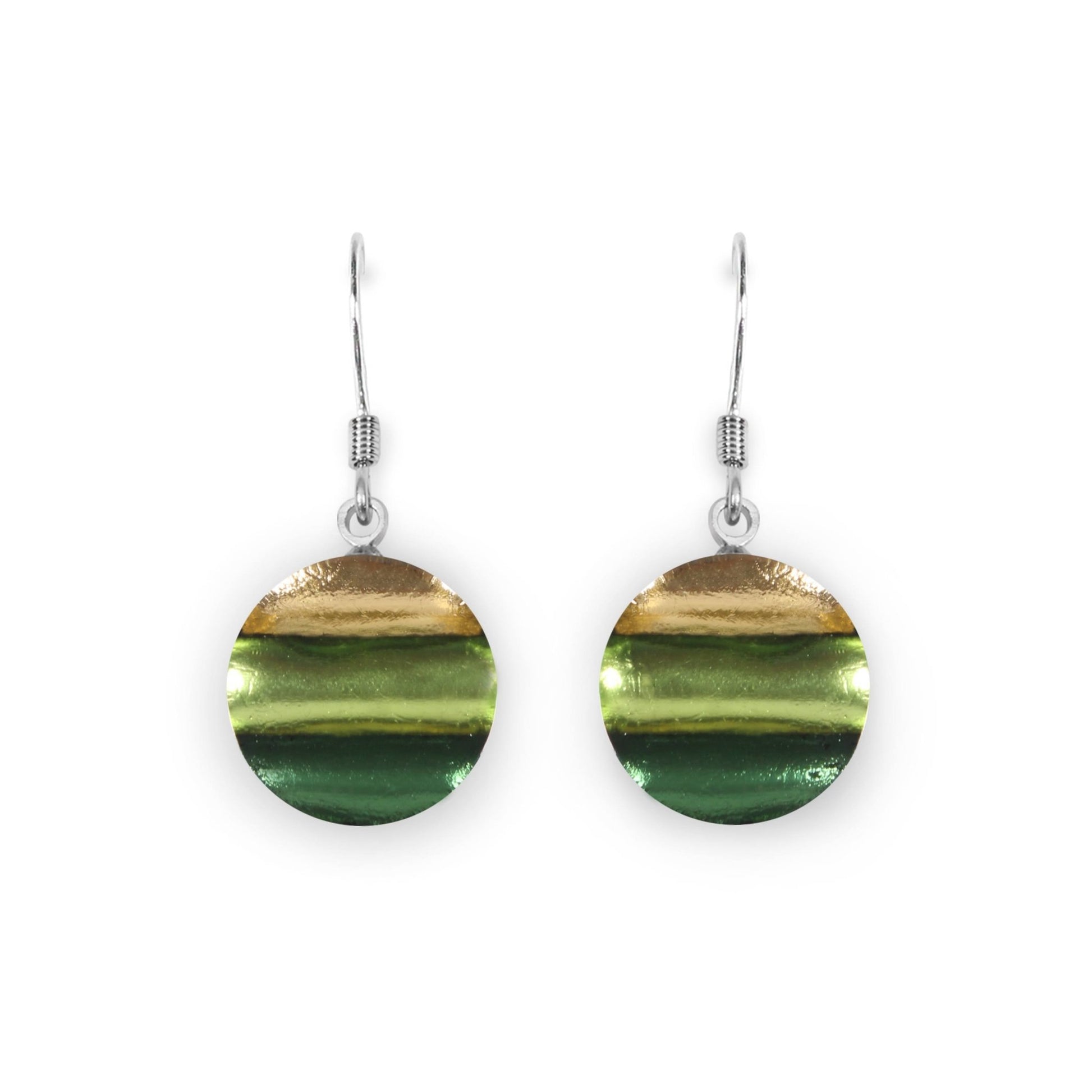 Kiwi Geometric Circles Shiny Fish Hook Earrings | The Jewellery Stop