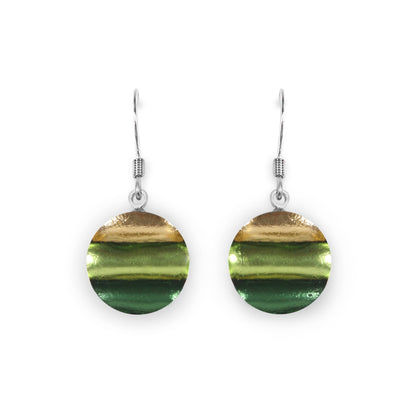 Kiwi Geometric Circles Shiny Fish Hook Earrings | The Jewellery Stop