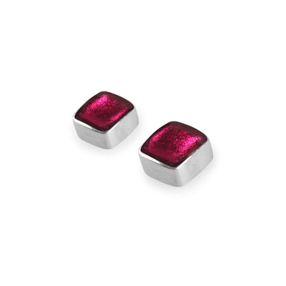St Tropez Aluminium Squares Shiny Stud Earrings | The Jewellery Stop