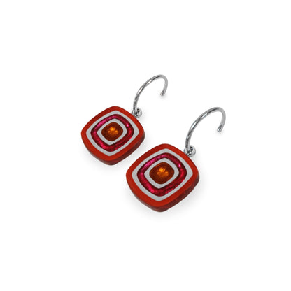 St Tropez Abstract Squares Shiny Creole Earrings | The Jewellery Stop