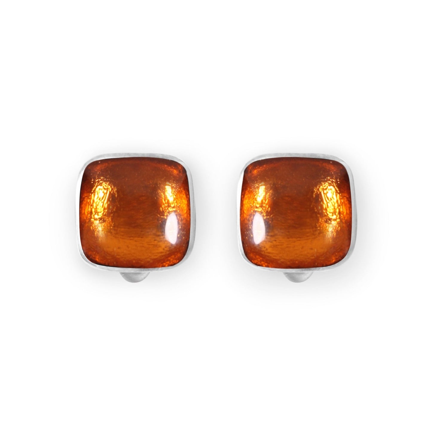 Chilli Aluminium Squares Shiny Clip Earrings | The Jewellery Stop