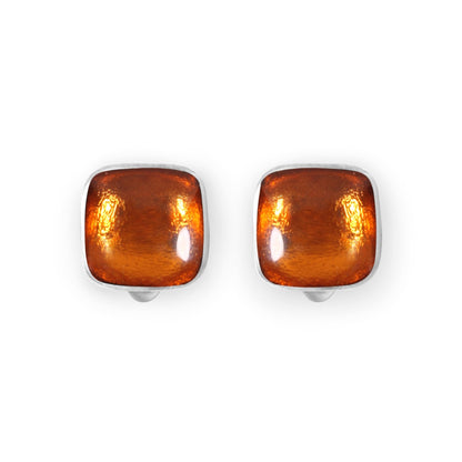 Chilli Aluminium Squares Shiny Clip Earrings | The Jewellery Stop