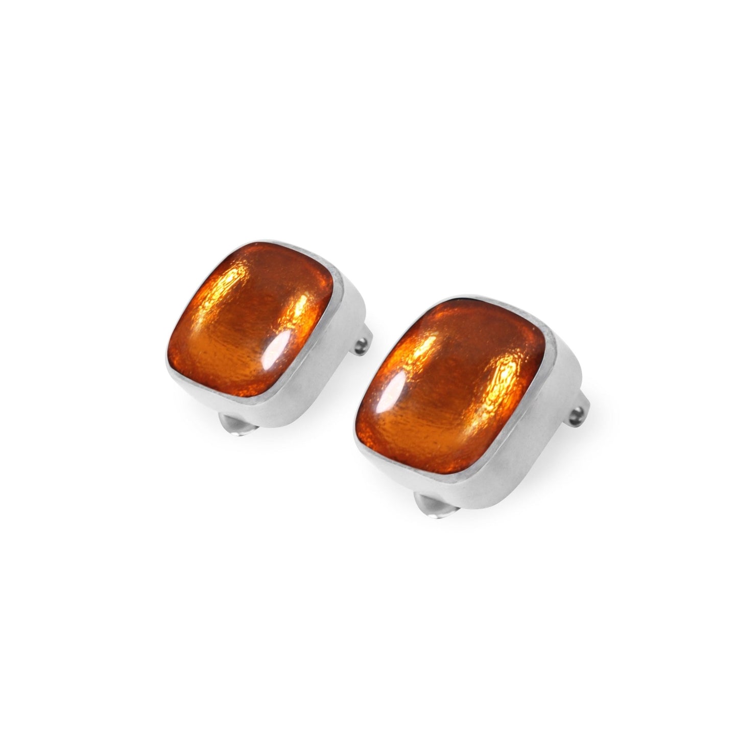 Chilli Aluminium Squares Shiny Clip Earrings | The Jewellery Stop