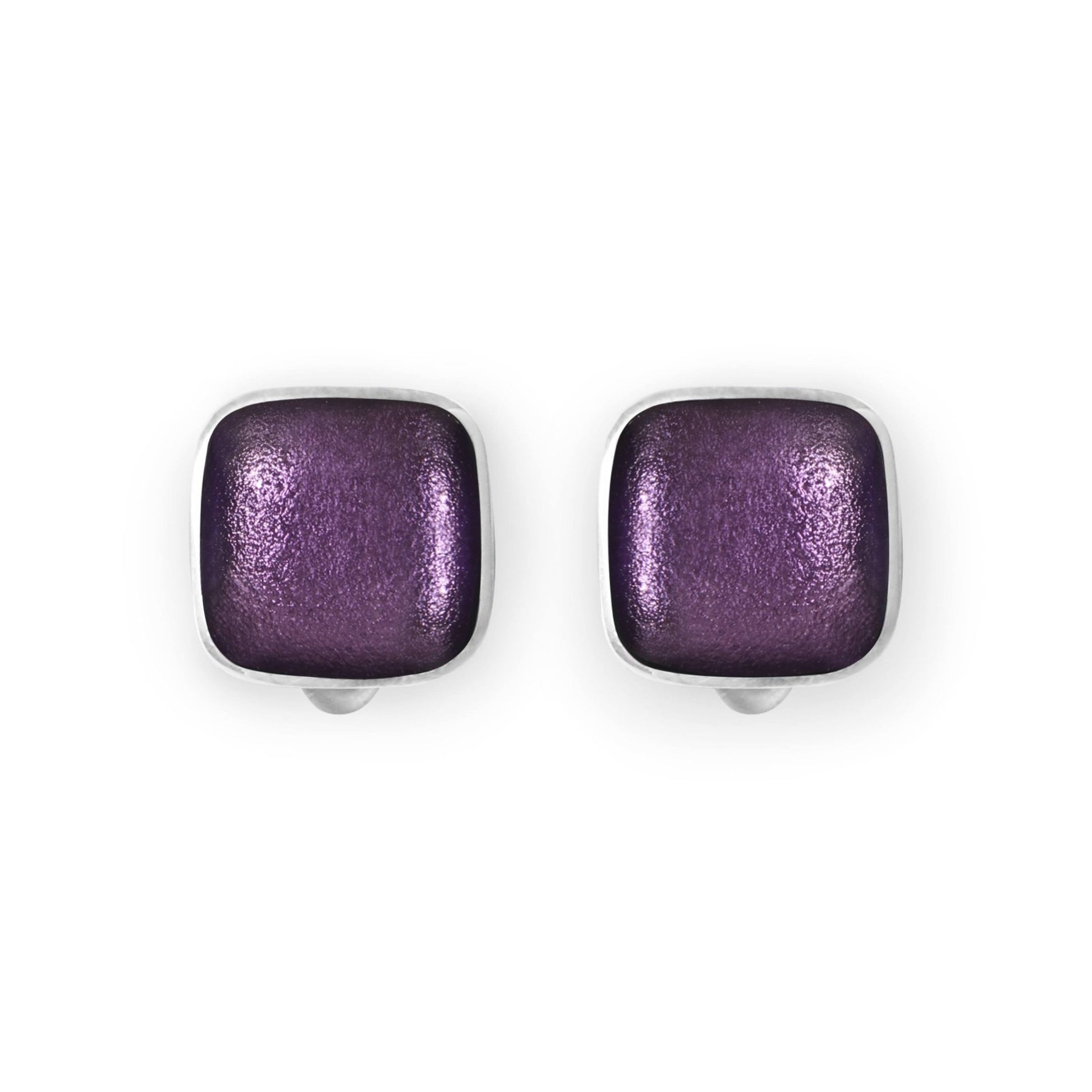Sherbet Aluminium Squares Shiny Clip Earrings | The Jewellery Stop