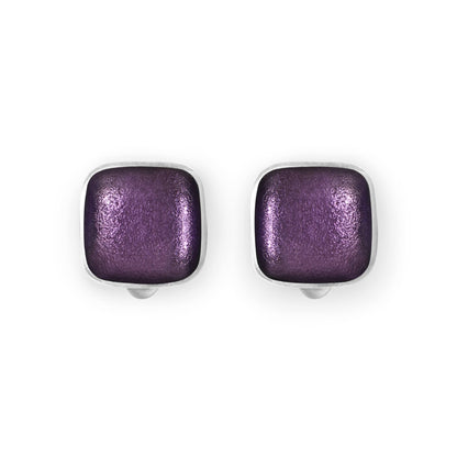 Sherbet Aluminium Squares Shiny Clip Earrings | The Jewellery Stop
