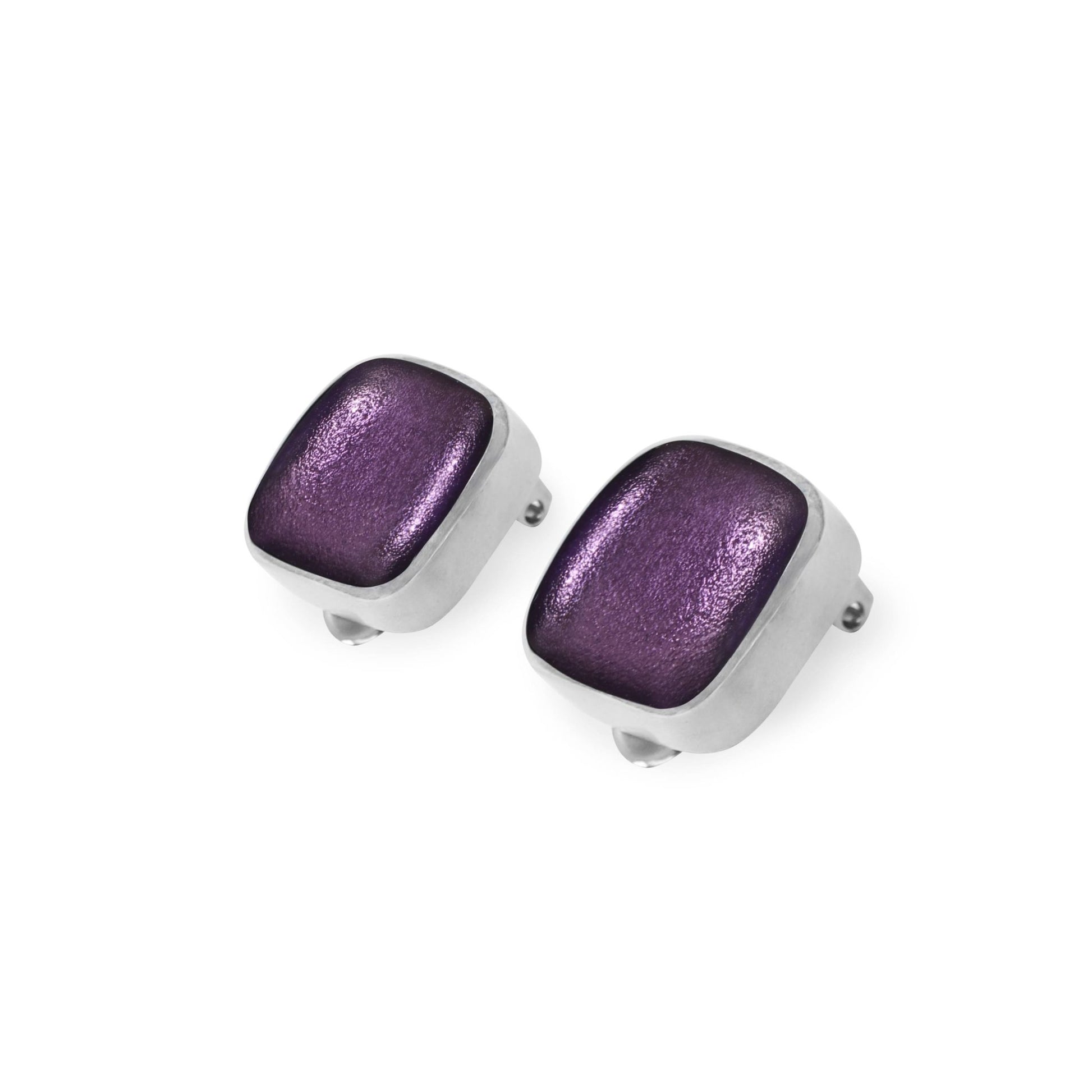 Sherbet Aluminium Squares Shiny Clip Earrings | The Jewellery Stop