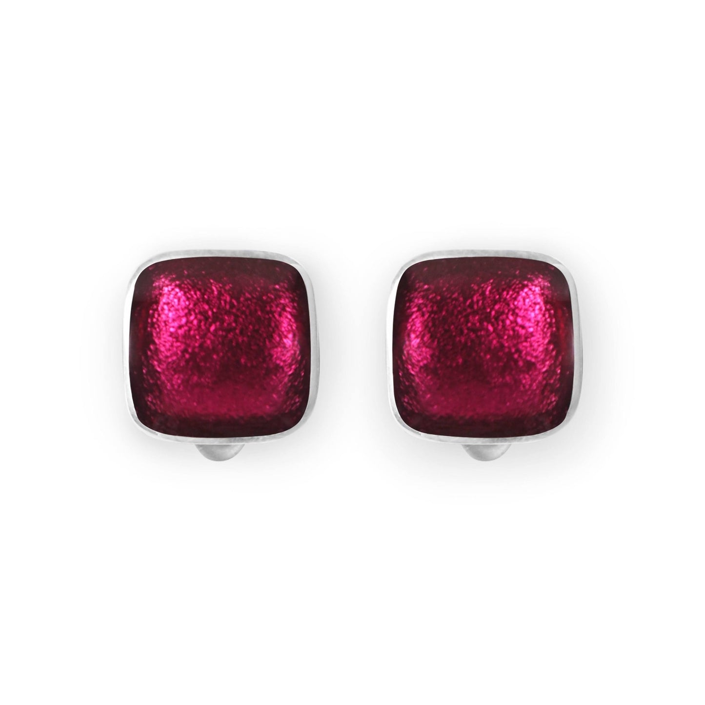 St Tropez Aluminium Squares Shiny Clip Earrings | The Jewellery Stop