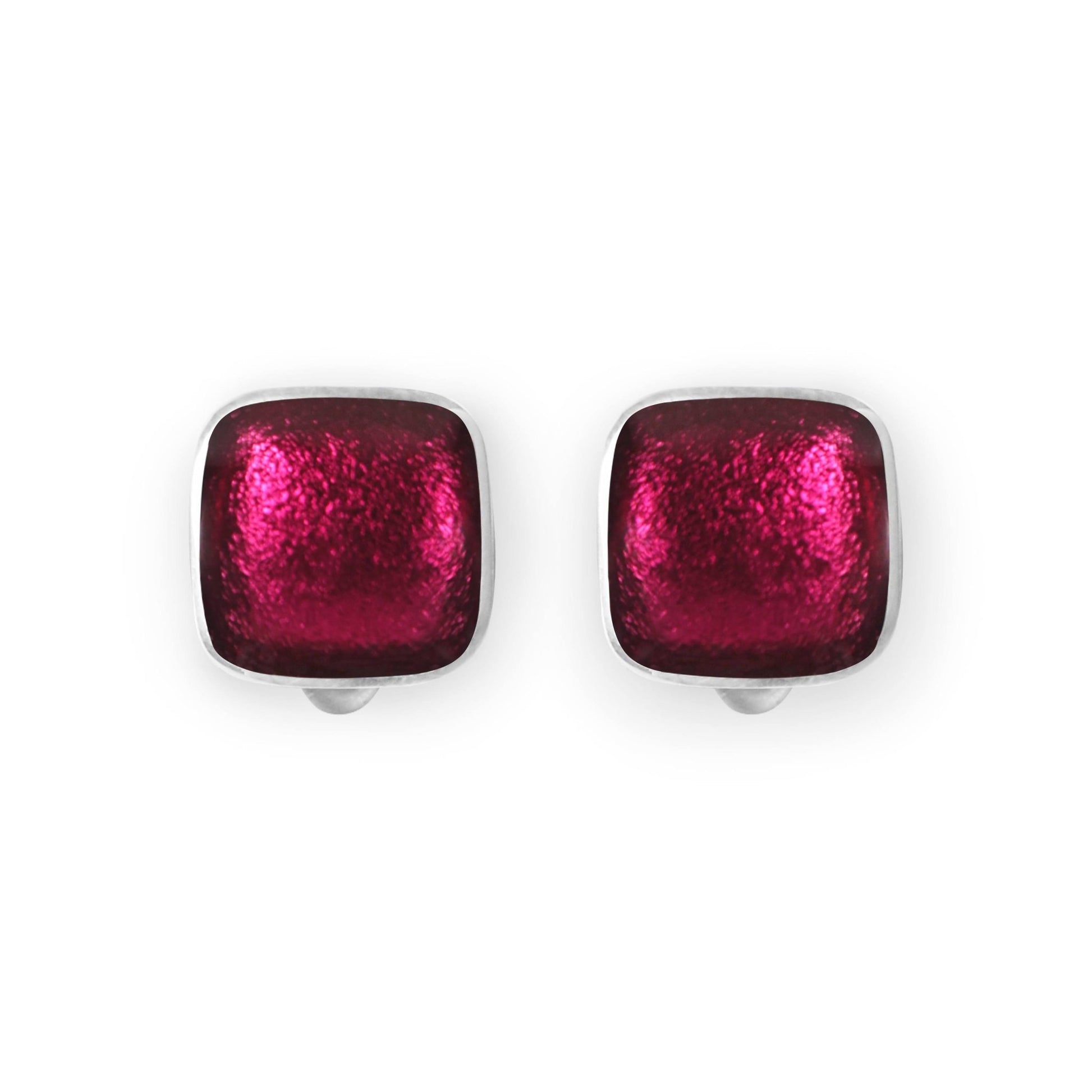 St Tropez Aluminium Squares Shiny Clip Earrings | The Jewellery Stop