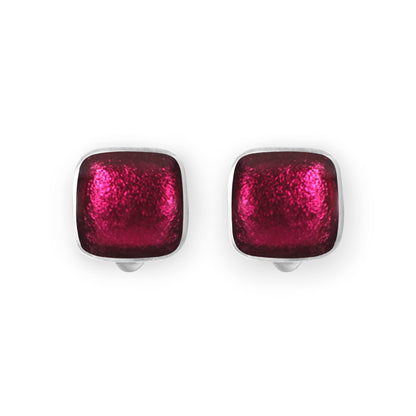 St Tropez Aluminium Squares Shiny Clip Earrings | The Jewellery Stop
