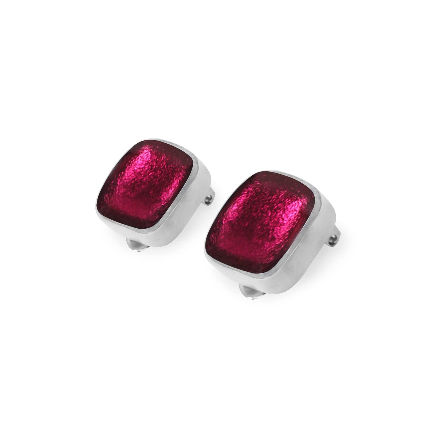 St Tropez Aluminium Squares Shiny Clip Earrings | The Jewellery Stop