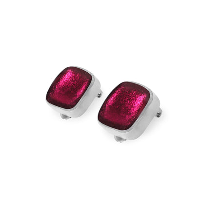 St Tropez Aluminium Squares Shiny Clip Earrings | The Jewellery Stop