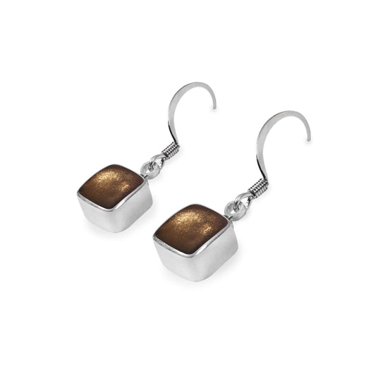 Metallics Aluminium Squares Shiny Small Fish Hook Earrings | The Jewellery Stop