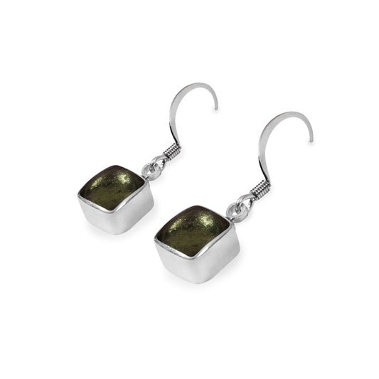 Pear Aluminium Squares Shiny Small Fish Hook Earrings | The Jewellery Stop