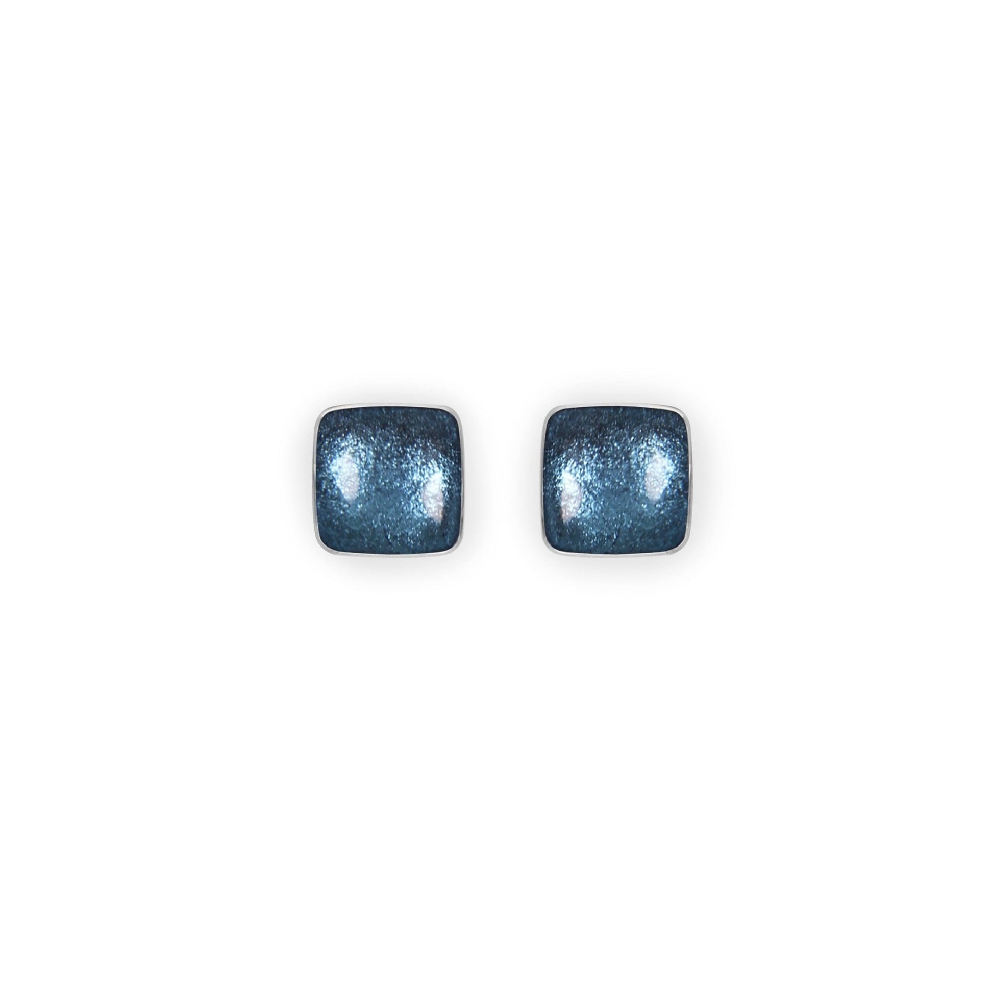 Arctic Aluminium Squares Shiny Small Stud Earrings | The Jewellery Stop