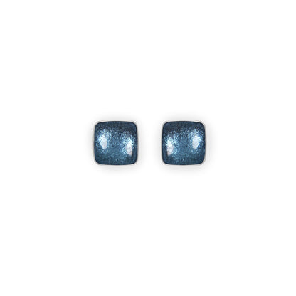 Arctic Aluminium Squares Shiny Small Stud Earrings | The Jewellery Stop